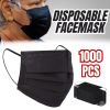 1000 PCS Protective Disposable Face Mask Cover 3 Ply Disposable Masks - Black