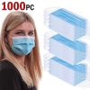 1000 PCS Protective Disposable Face Mask Cover 3 Ply Disposable Masks - Blue