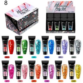 12 Color A Set Quick Extension Gel Sequins Set Nail Phototherapy Crystal Extension Gel Poly Gel Set (Color: 8)