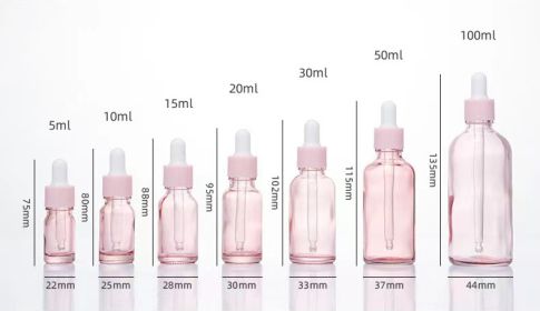 Glass Fine Oil Bottle Avoid Light Glue Head Dropper Bottle  Stock Bottling Cosmetics (Option: Pink-15ml)