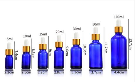 Glass Fine Oil Bottle Avoid Light Glue Head Dropper Bottle  Stock Bottling Cosmetics (Option: Blue-50ml)